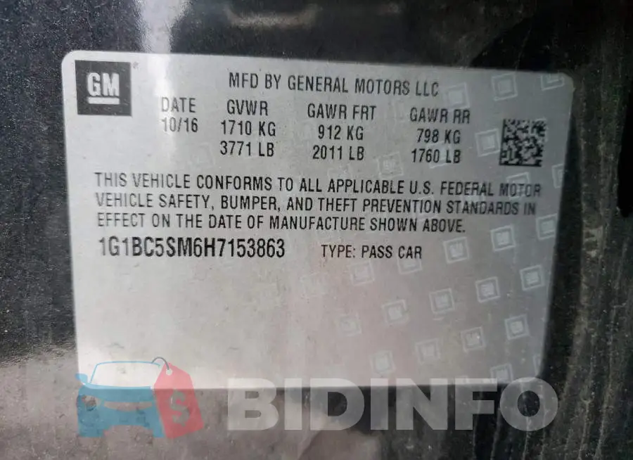 1G1BC5SM6H7153863 Photo# 12