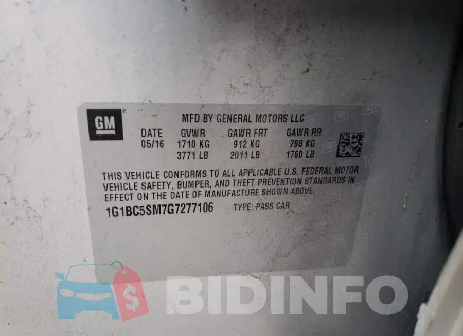1G1BC5SM7G7277106 Photo# 13