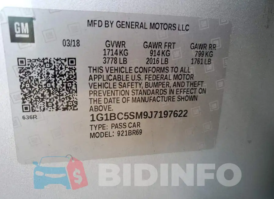 1G1BC5SM9J7197622 Photo# 13