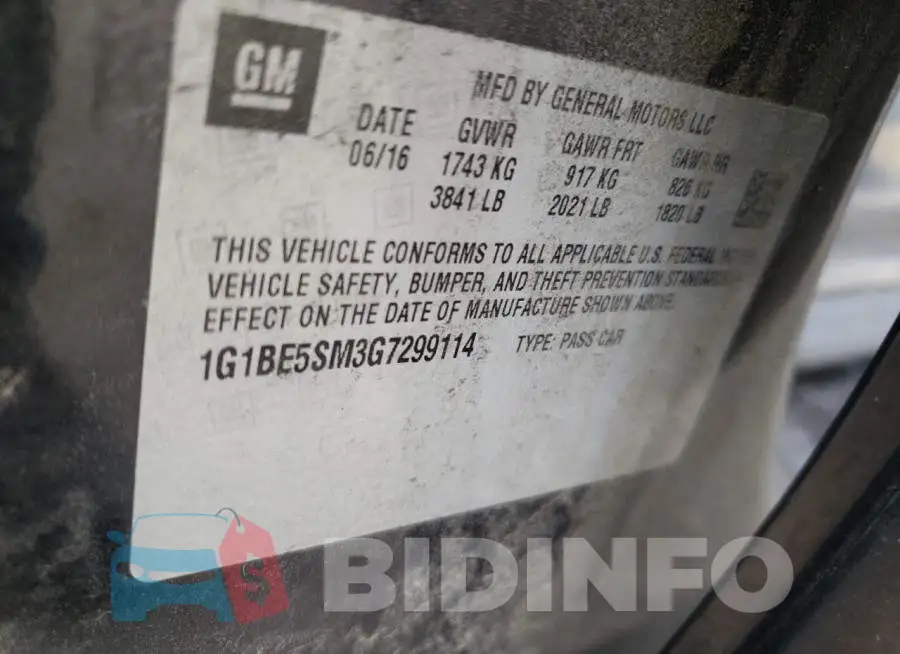 1G1BE5SM3G7299114 Photo# 10