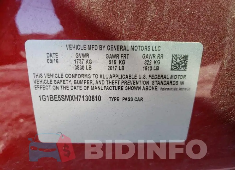 1G1BE5SMXH7130810 Photo# 10