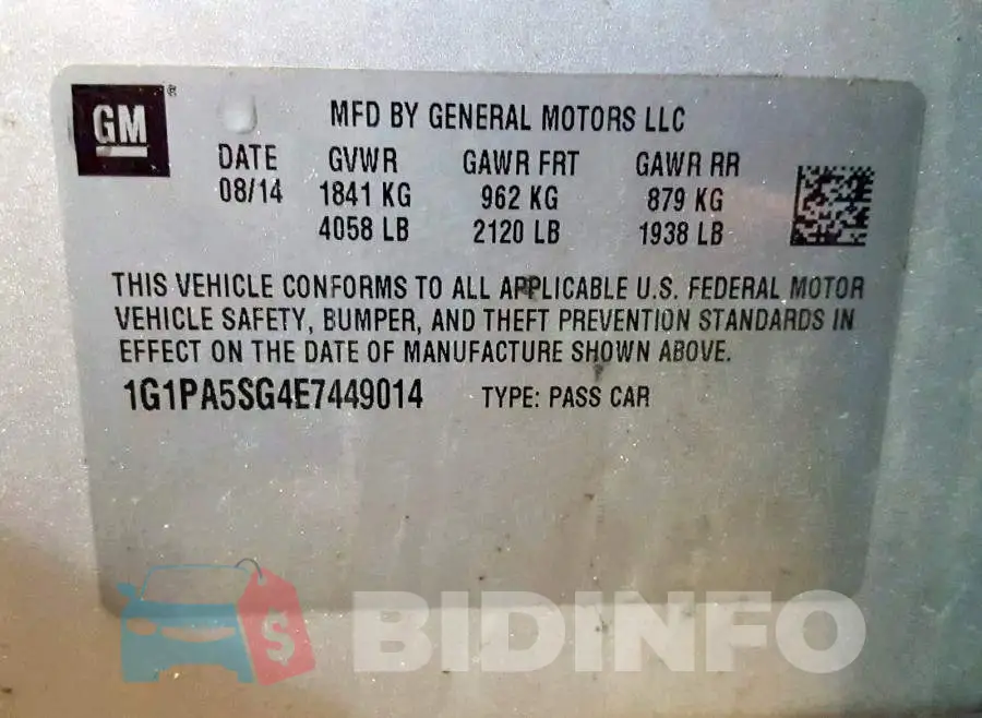 1G1PA5SG4E7449014 Photo# 10
