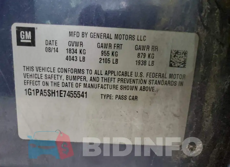 1G1PA5SH1E7455541 Photo# 12