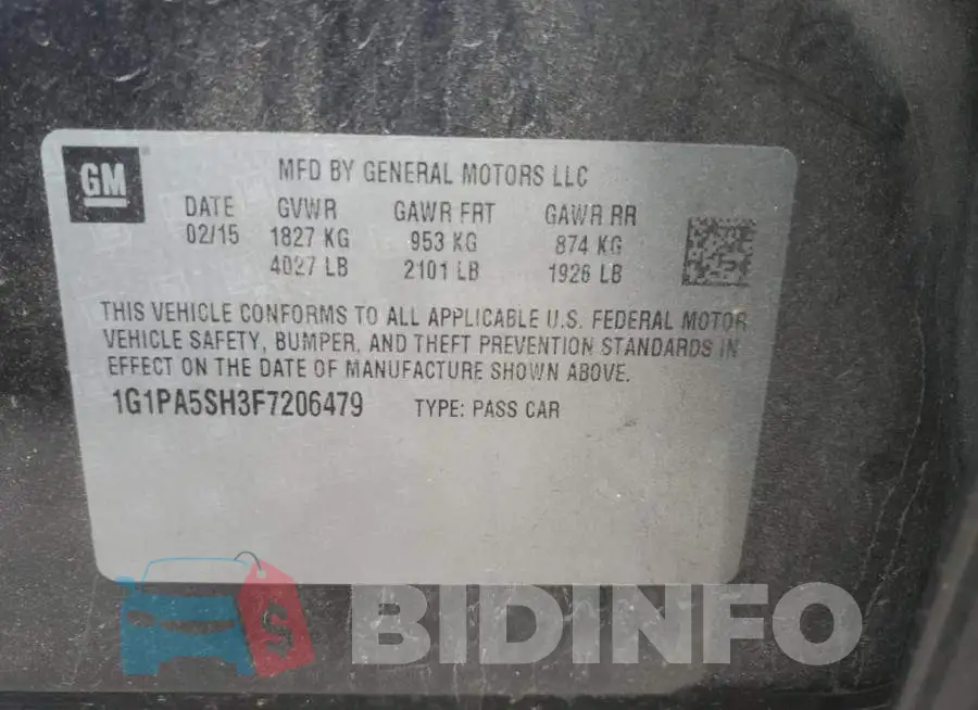 1G1PA5SH3F7206479 Photo# 12