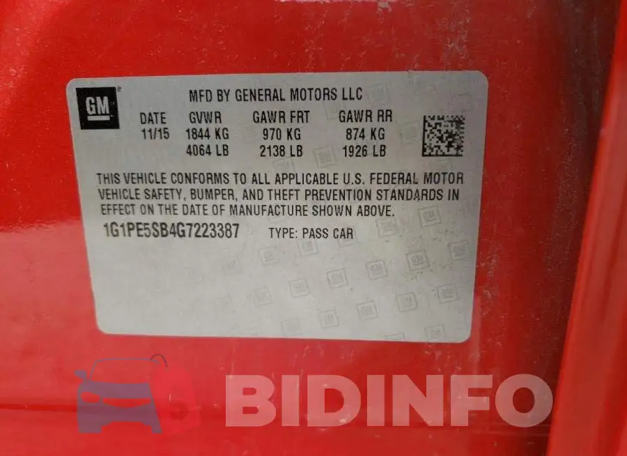 1G1PE5SB4G7223387 Photo# 10