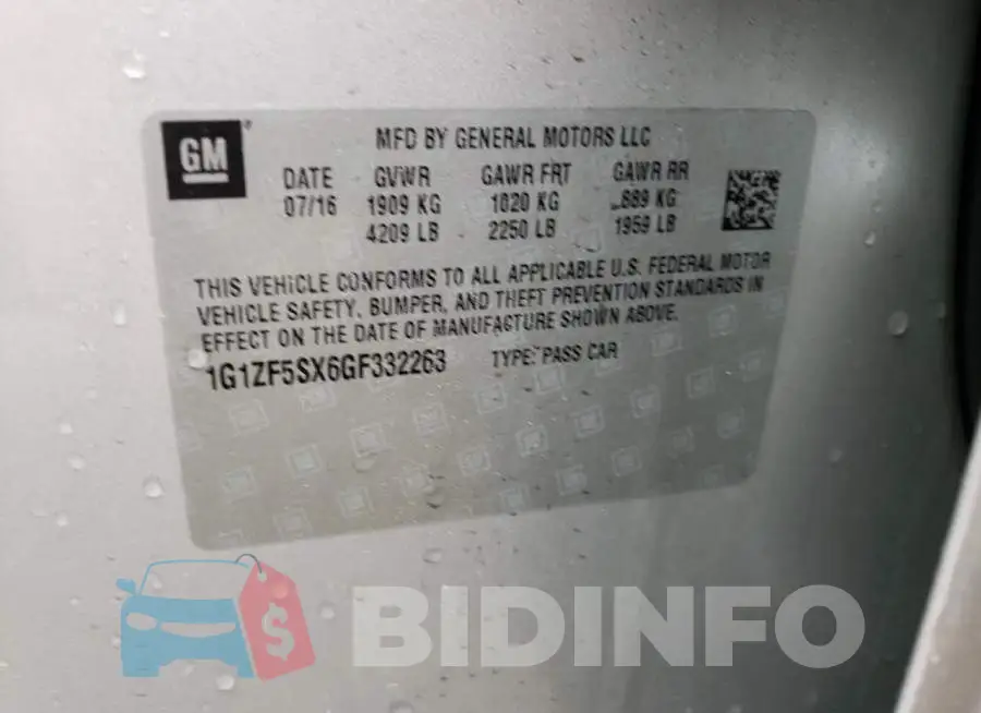 1G1ZF5SX6GF332263 Photo# 12