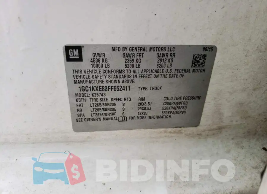 1GC1KXE83FF662411 Photo# 12