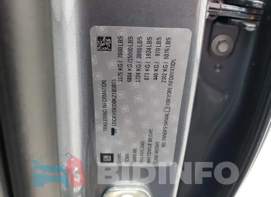 1GCRYDED8KZ180801 Photo# 13