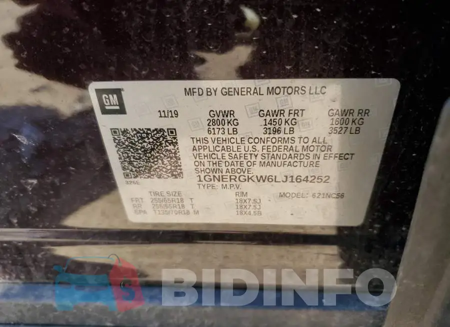 1GNERGKW6LJ164252 Photo# 13