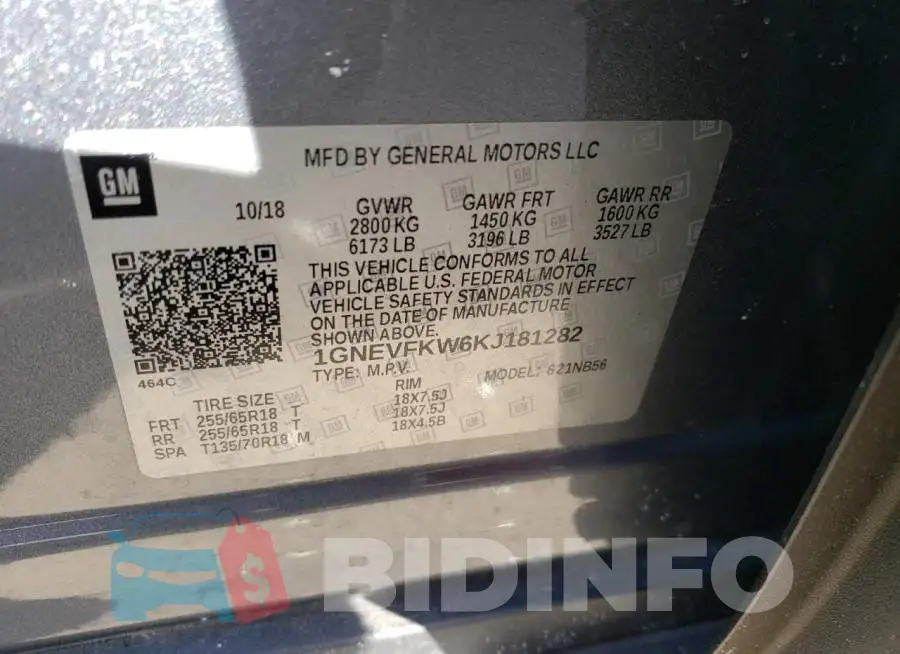 1GNEVFKW6KJ181282 Photo# 13