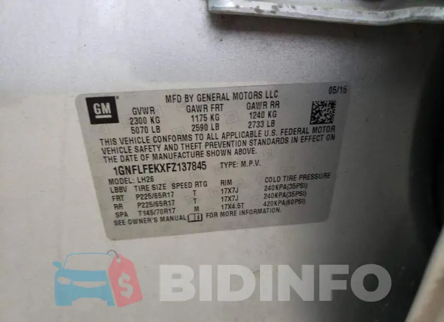 1GNFLFEKXFZ137845 Photo# 12