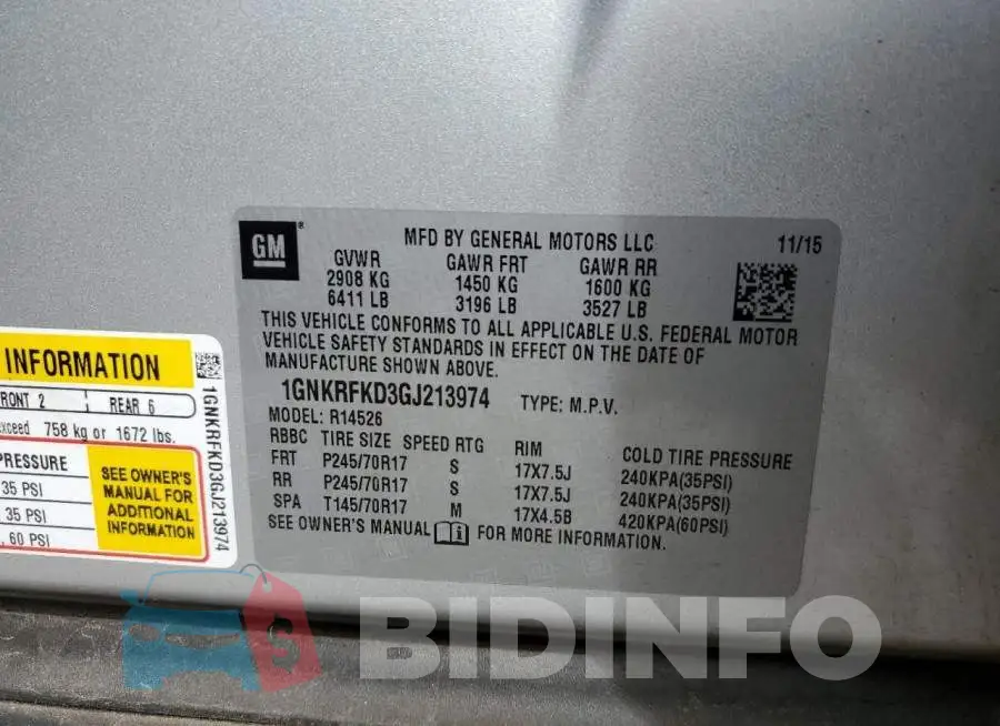 1GNKRFKD3GJ213974 Photo# 10