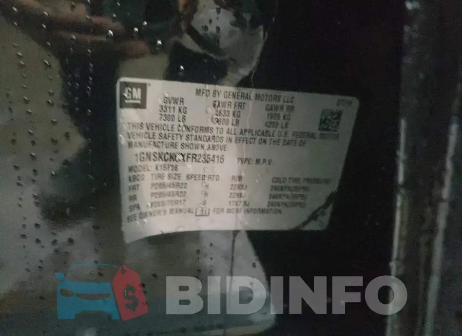 1GNSKCKCXFR235416 Photo# 13