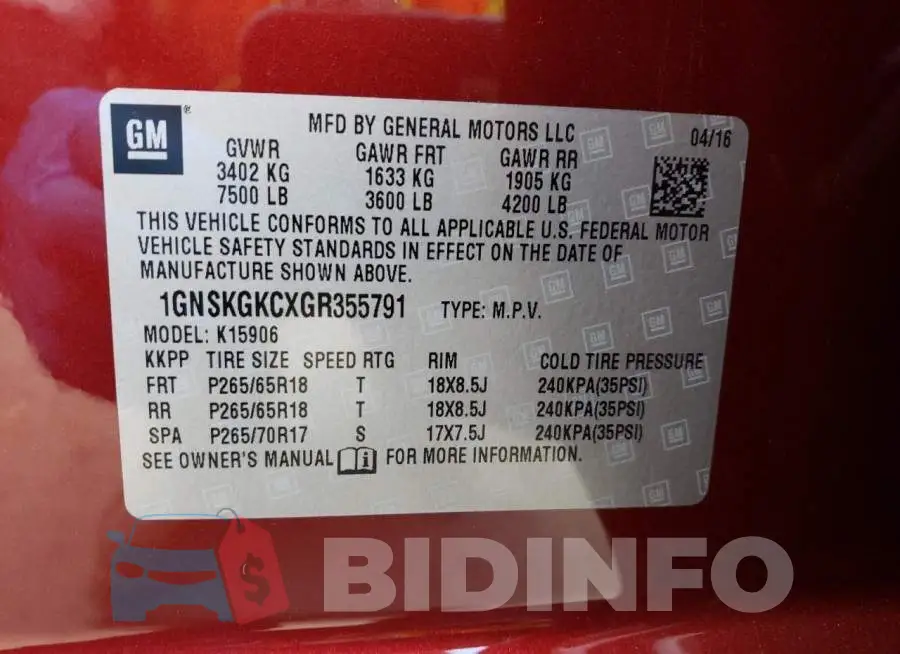 1GNSKGKCXGR355791 Photo# 13