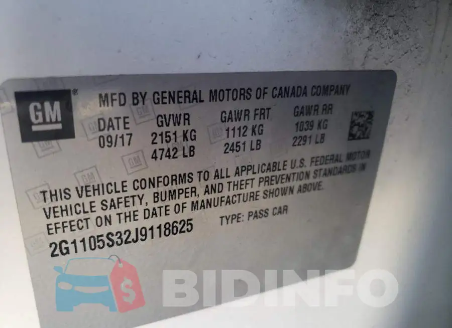 2G1105S32J9118625 Photo# 12