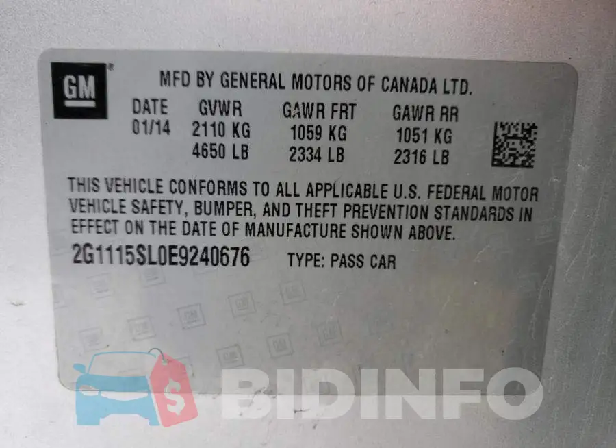 2G1115SL0E9240676 Photo# 12