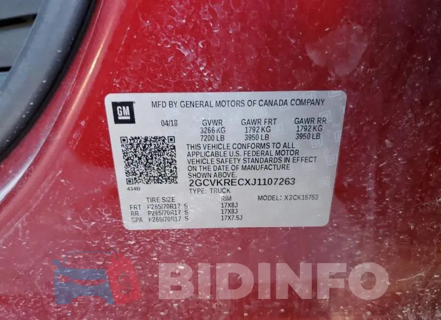 2GCVKRECXJ1107263 Photo# 12