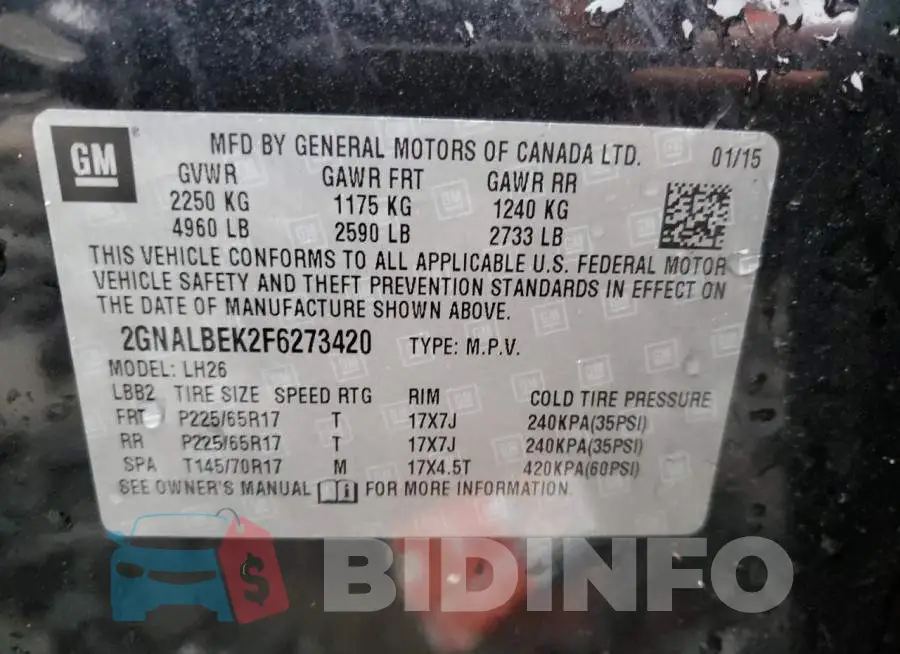 2GNALBEK2F6273420 Photo# 13