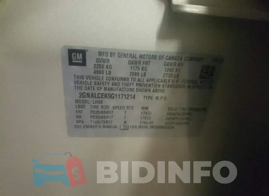 2GNALCEK9G1171214 Photo# 12