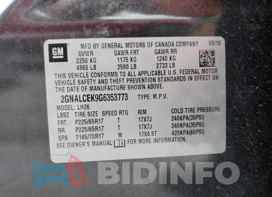 2GNALCEK9G6353773 Photo# 10