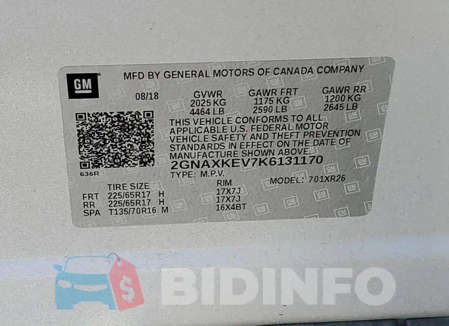 2GNAXKEV7K6131170 Photo# 13