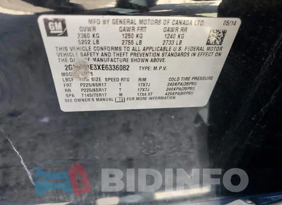 2GNFLBE3XE6336082 Photo# 13