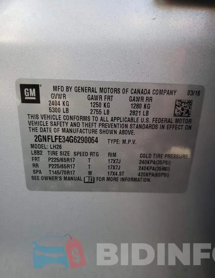 2GNFLFE34G6290064 Photo# 13