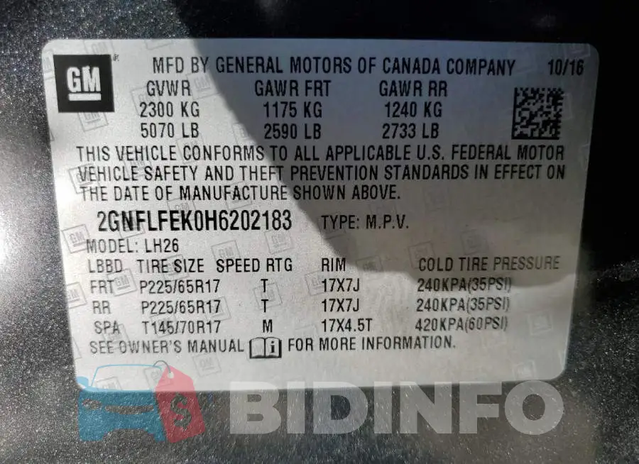 2GNFLFEK0H6202183 Photo# 13