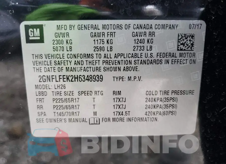 2GNFLFEK2H6348939 Photo# 13