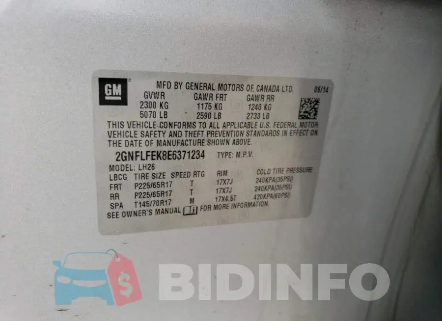 2GNFLFEK8E6371234 Photo# 13