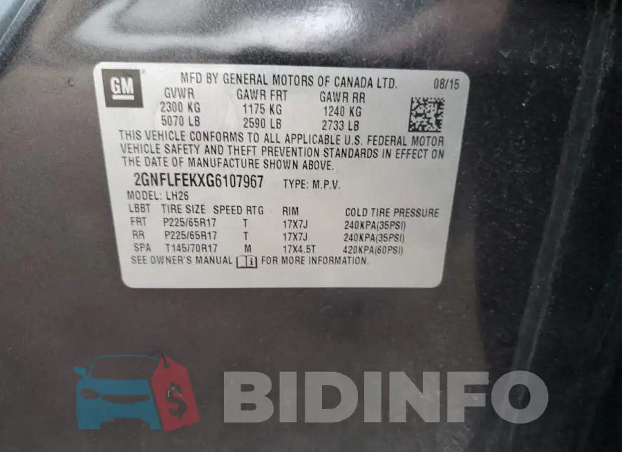 2GNFLFEKXG6107967 Photo# 13