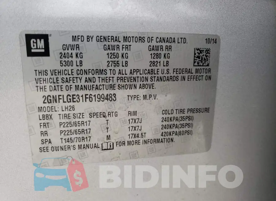 2GNFLGE31F6199483 Photo# 13