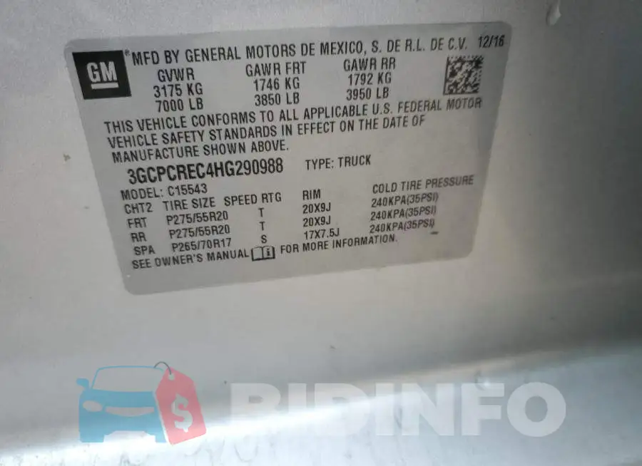 3GCPCREC4HG290988 Photo# 12