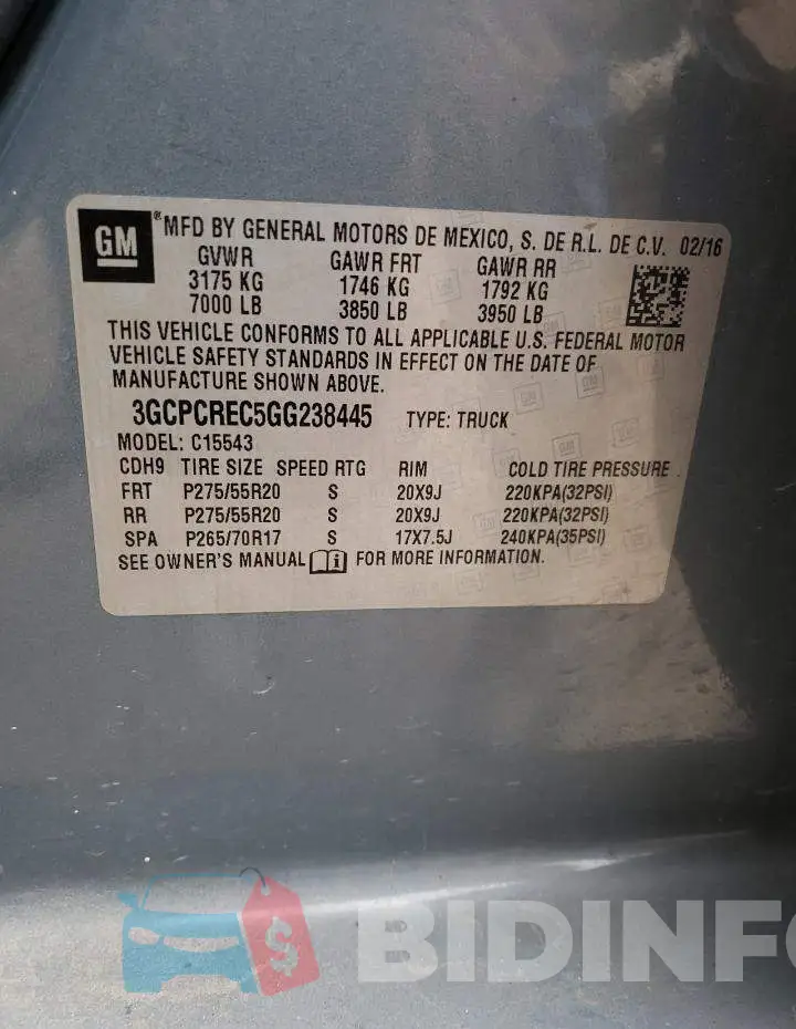 3GCPCREC5GG238445 Photo# 12