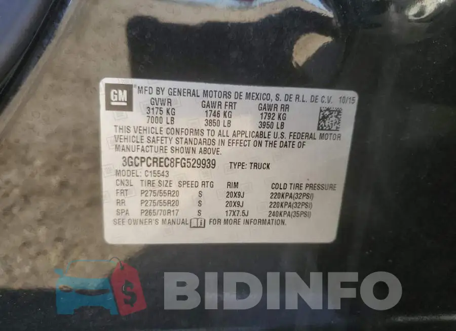 3GCPCREC8FG529939 Photo# 12