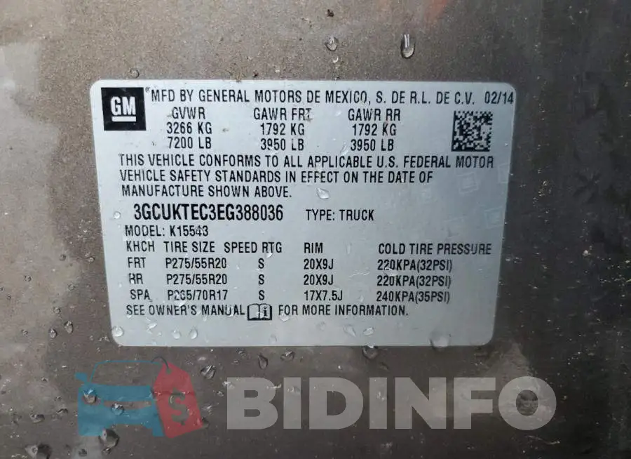 3GCUKTEC3EG388036 Photo# 13