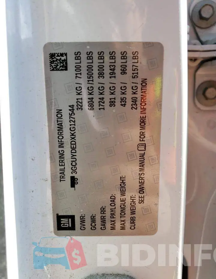 3GCUYDEDXKG127544 Photo# 12
