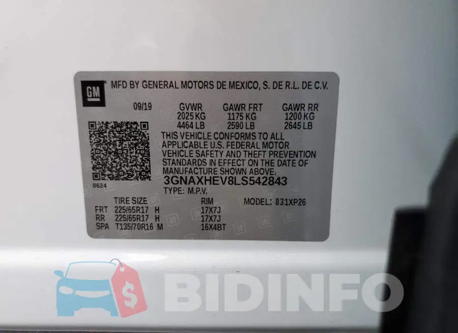3GNAXHEV8LS542843 Photo# 14