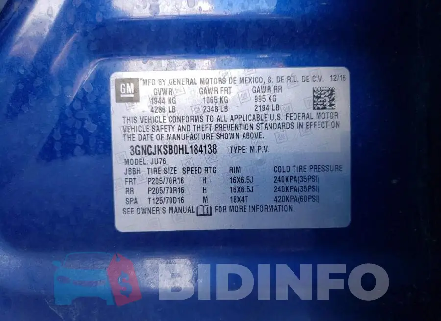 3GNCJKSB0HL184138 Photo# 12