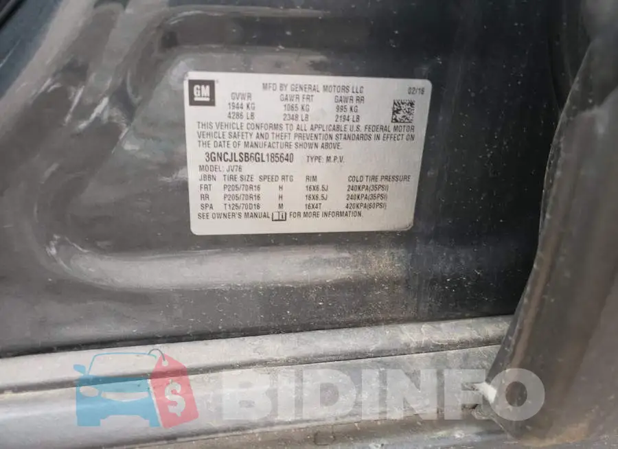 3GNCJLSB6GL185640 Photo# 12