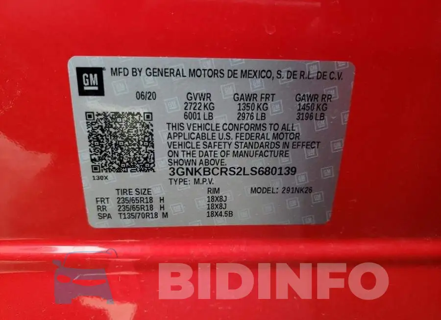 3GNKBCRS2LS680139 Photo# 12