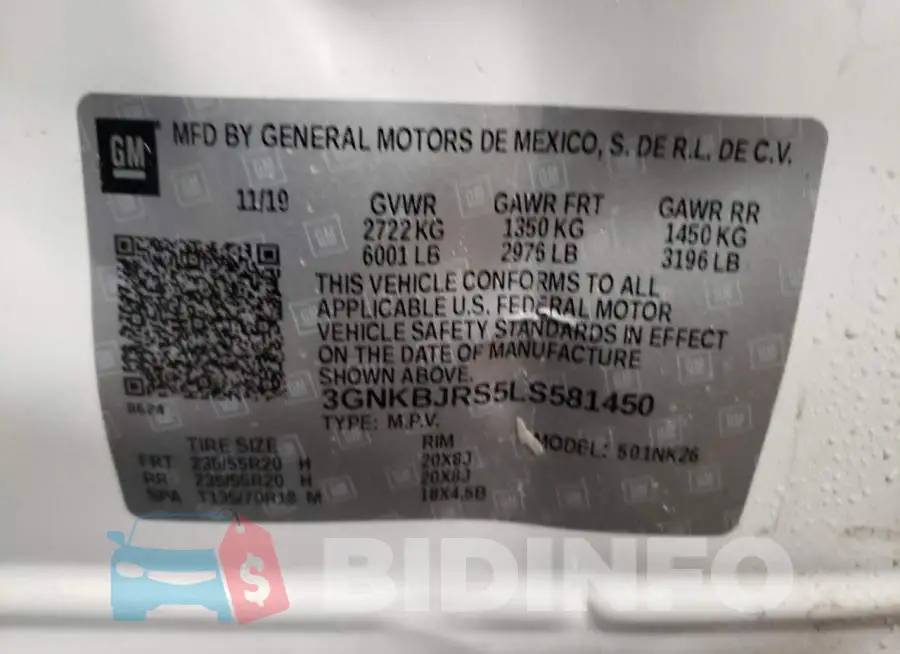 3GNKBJRS5LS581450 Photo# 13