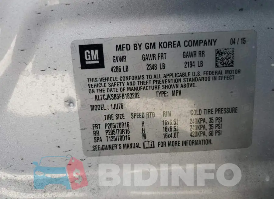 KL7CJKSB5FB183202 Photo# 13
