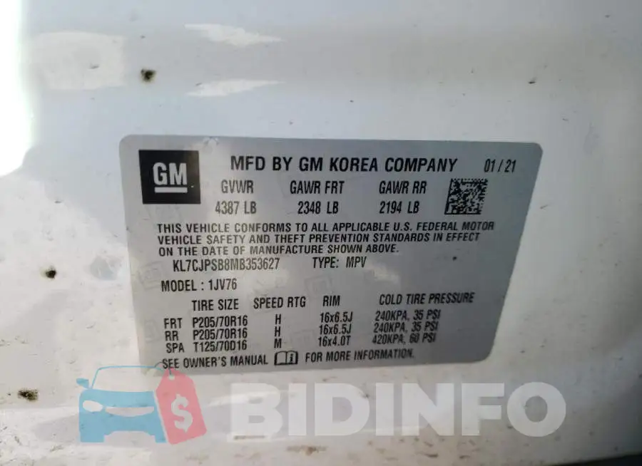KL7CJPSB8MB353627 Photo# 13