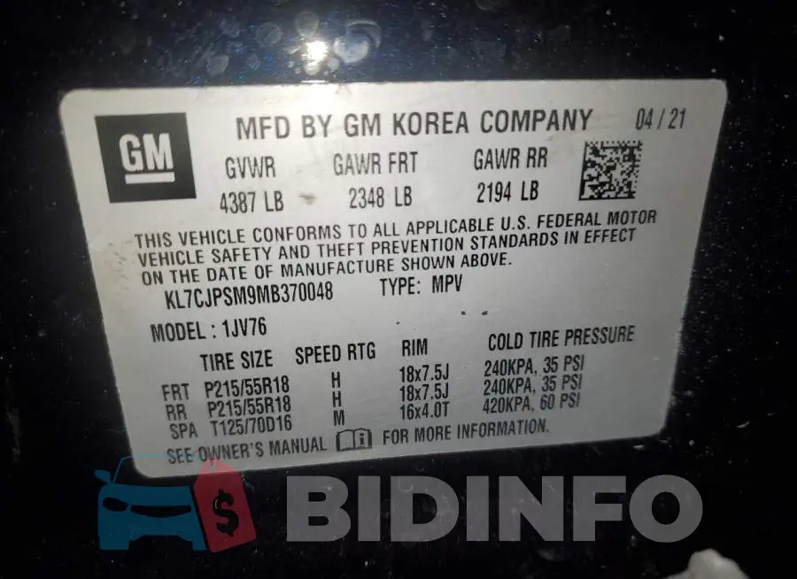 KL7CJPSM9MB370048 Photo# 12