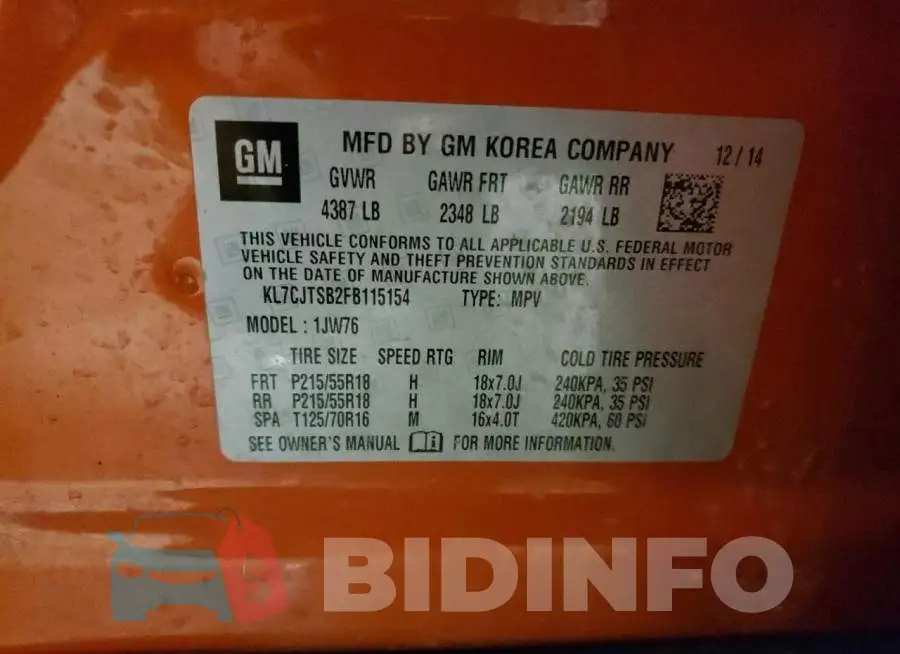 KL7CJTSB2FB115154 Photo# 12