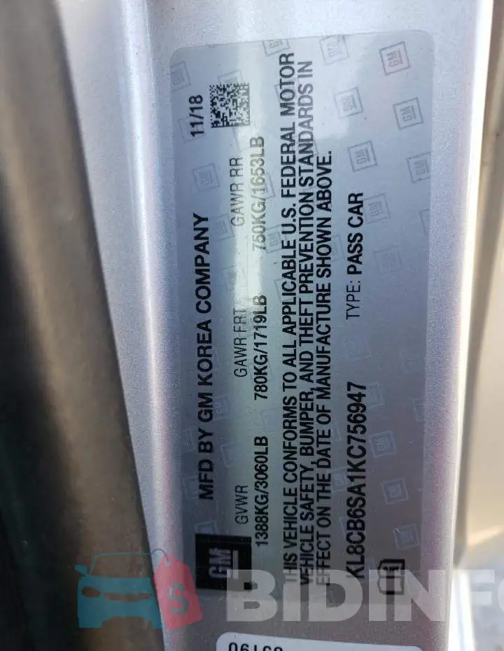 KL8CB6SA1KC756947 Photo# 13