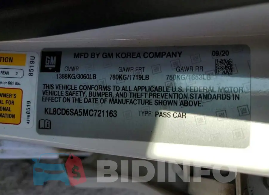 KL8CD6SA5MC721163 Photo# 10