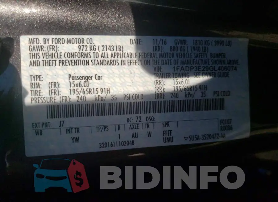 1FADP3E29GL406074 Photo# 13