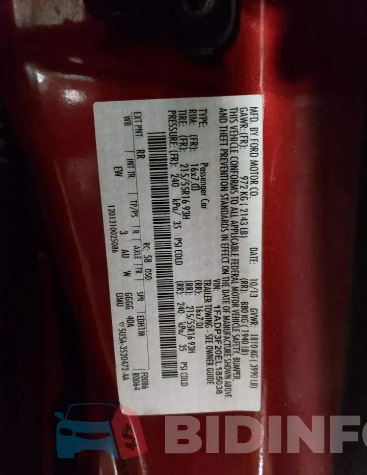 1FADP3F20EL185038 Photo# 13
